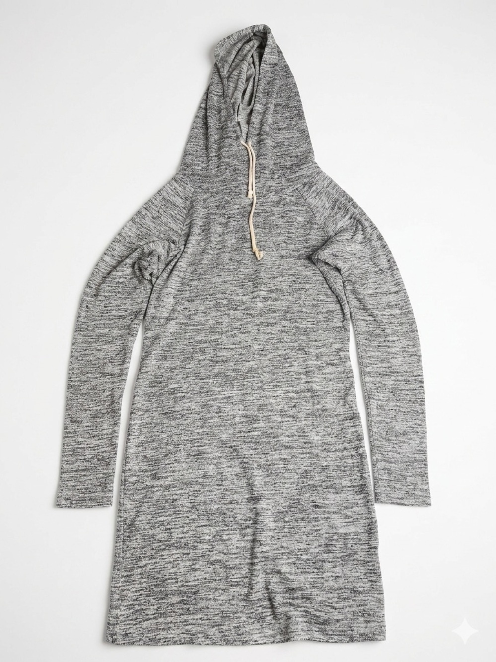 Heathered Gray Raglan Hoodie Dress | Space Dye Mini Sweatshirt Dress - Small